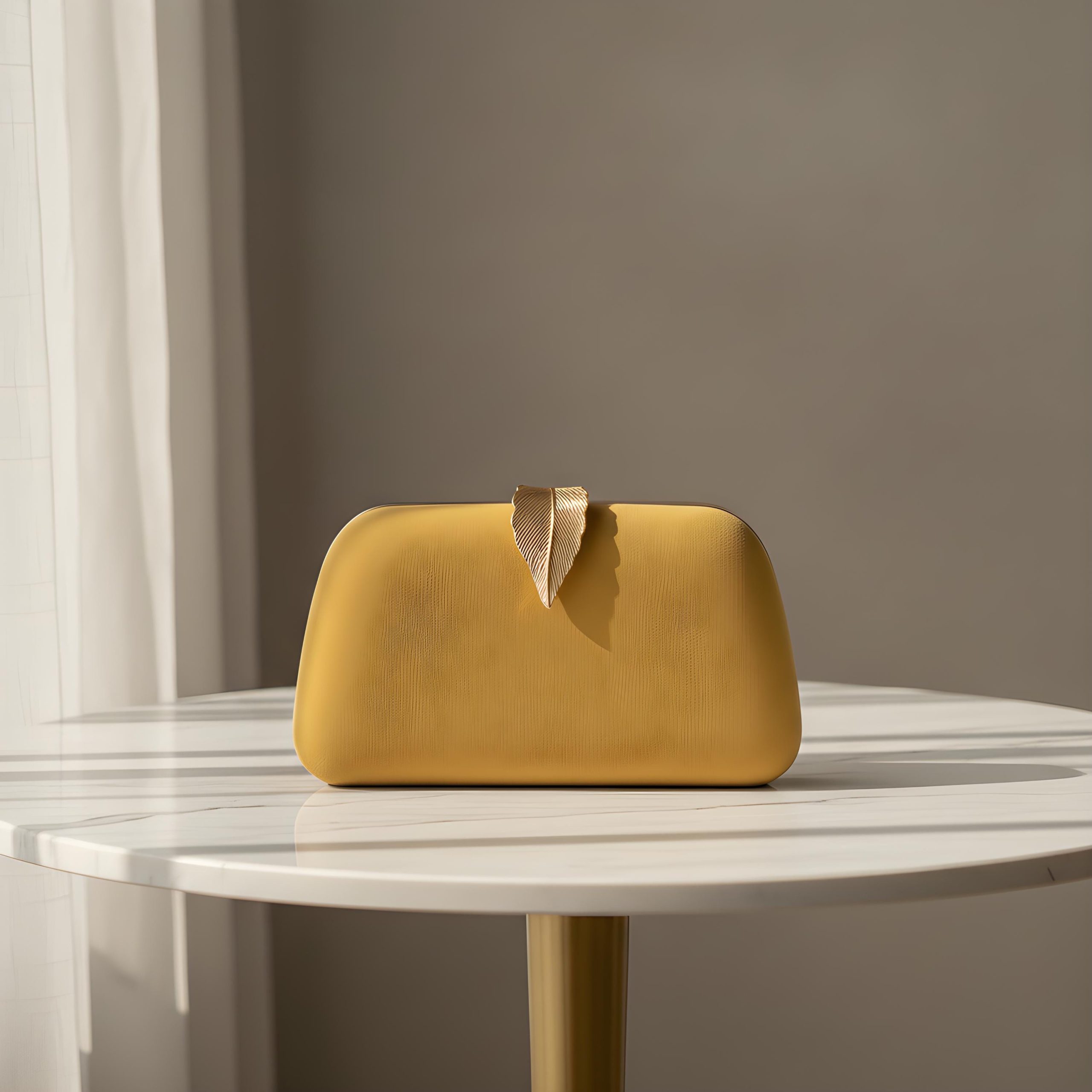 Elegant Leaf Clasp Evening Clutch Bag - Image 3