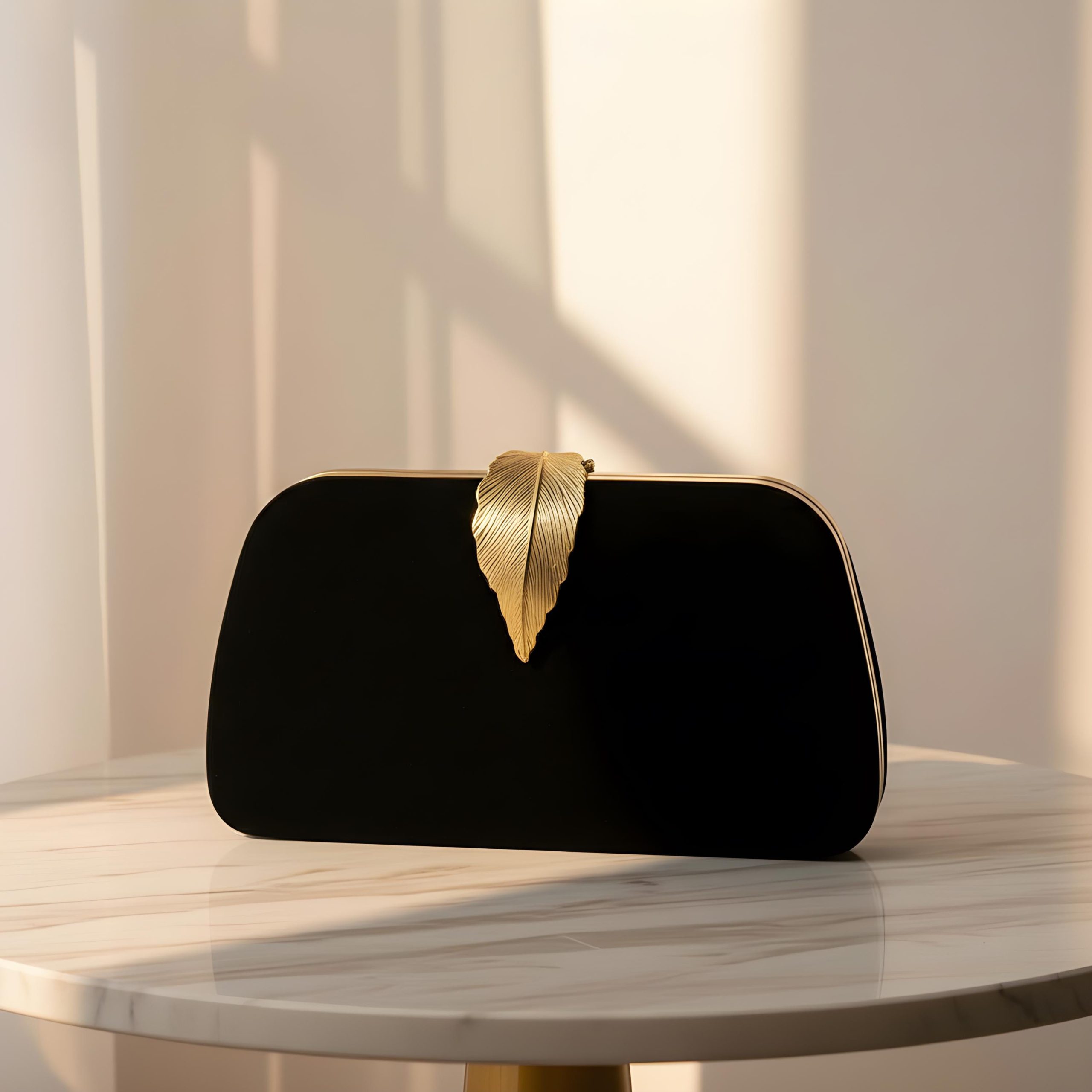 Elegant Leaf Clasp Evening Clutch Bag - Image 2