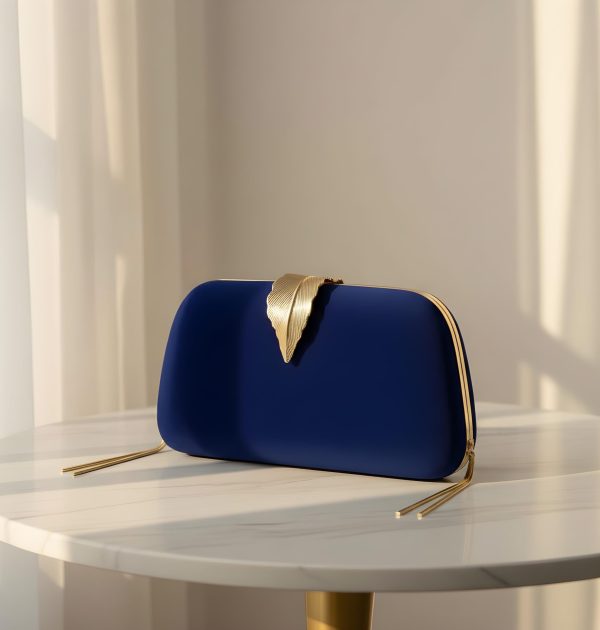 Elegant Leaf Clasp Evening Clutch Bag