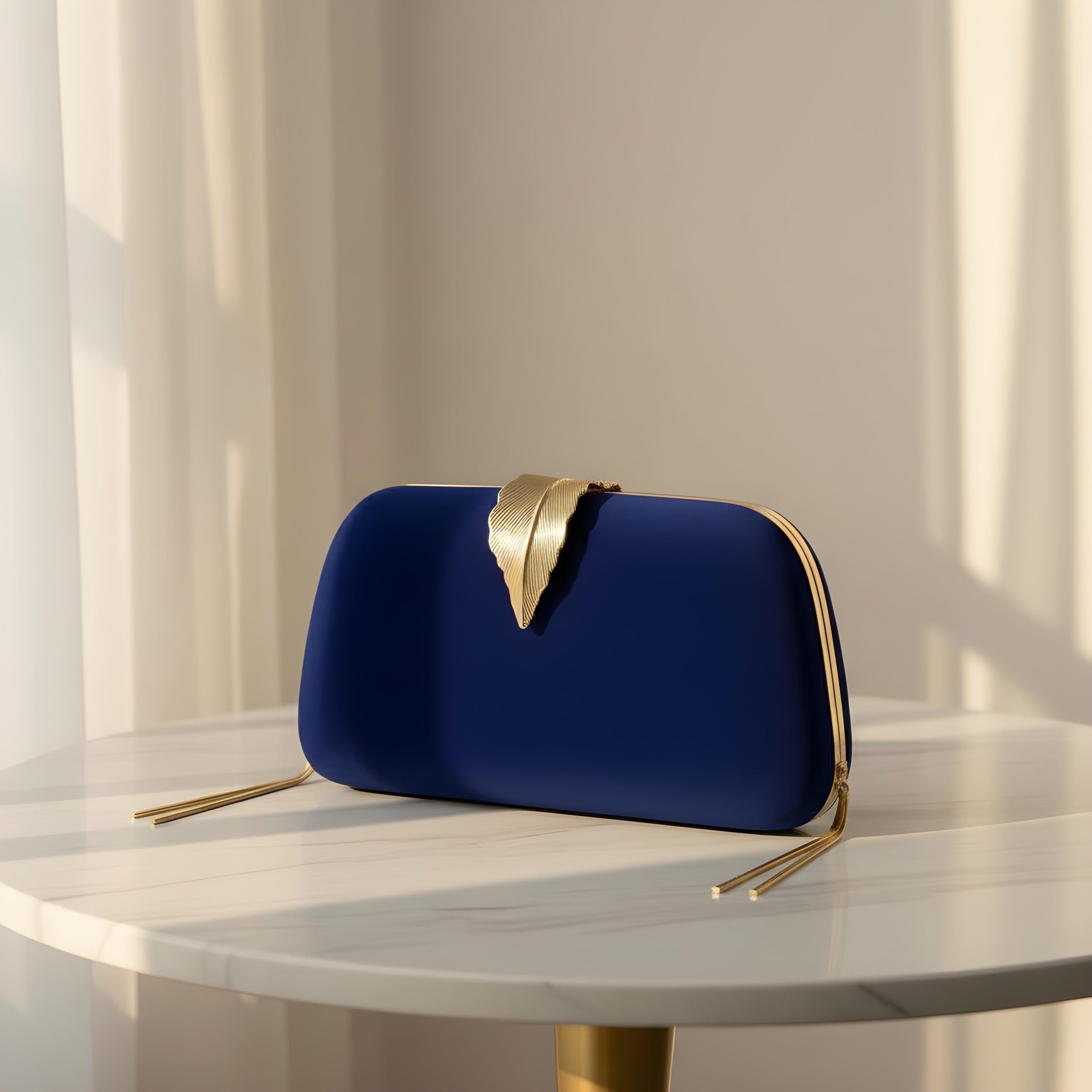 Elegant Leaf Clasp Evening Clutch Bag