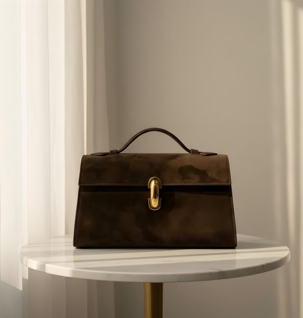 Elegant Suede-Look Top Handle Satchel Bag