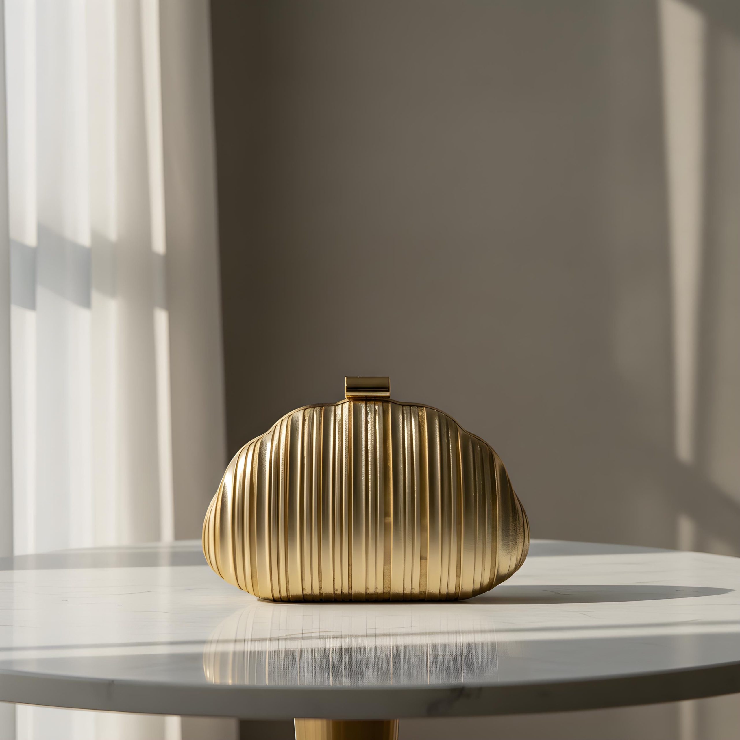 Elegant Pleated Seashell Evening Clutch Bag