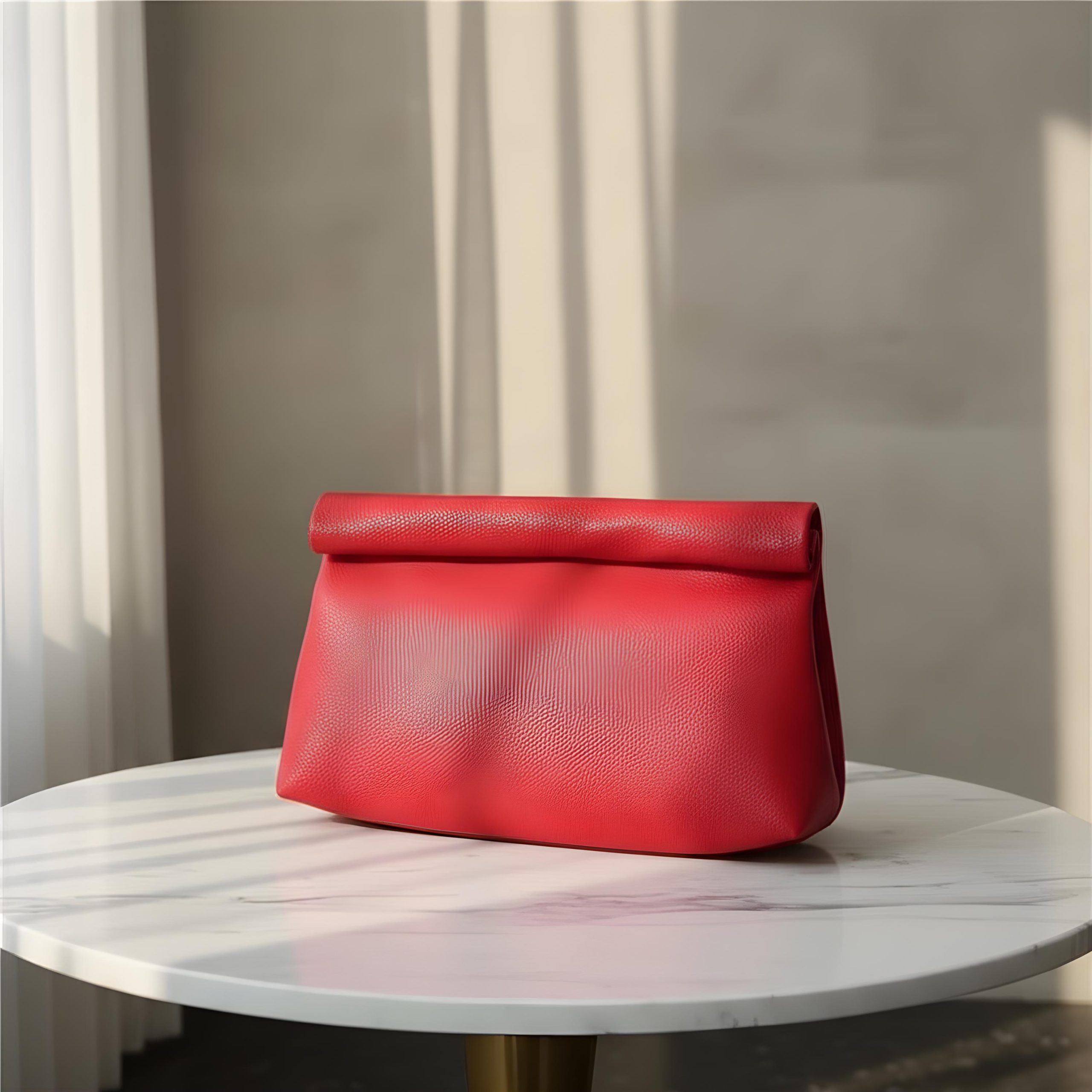 Elegant Foldover PU Leather Clutch Bag