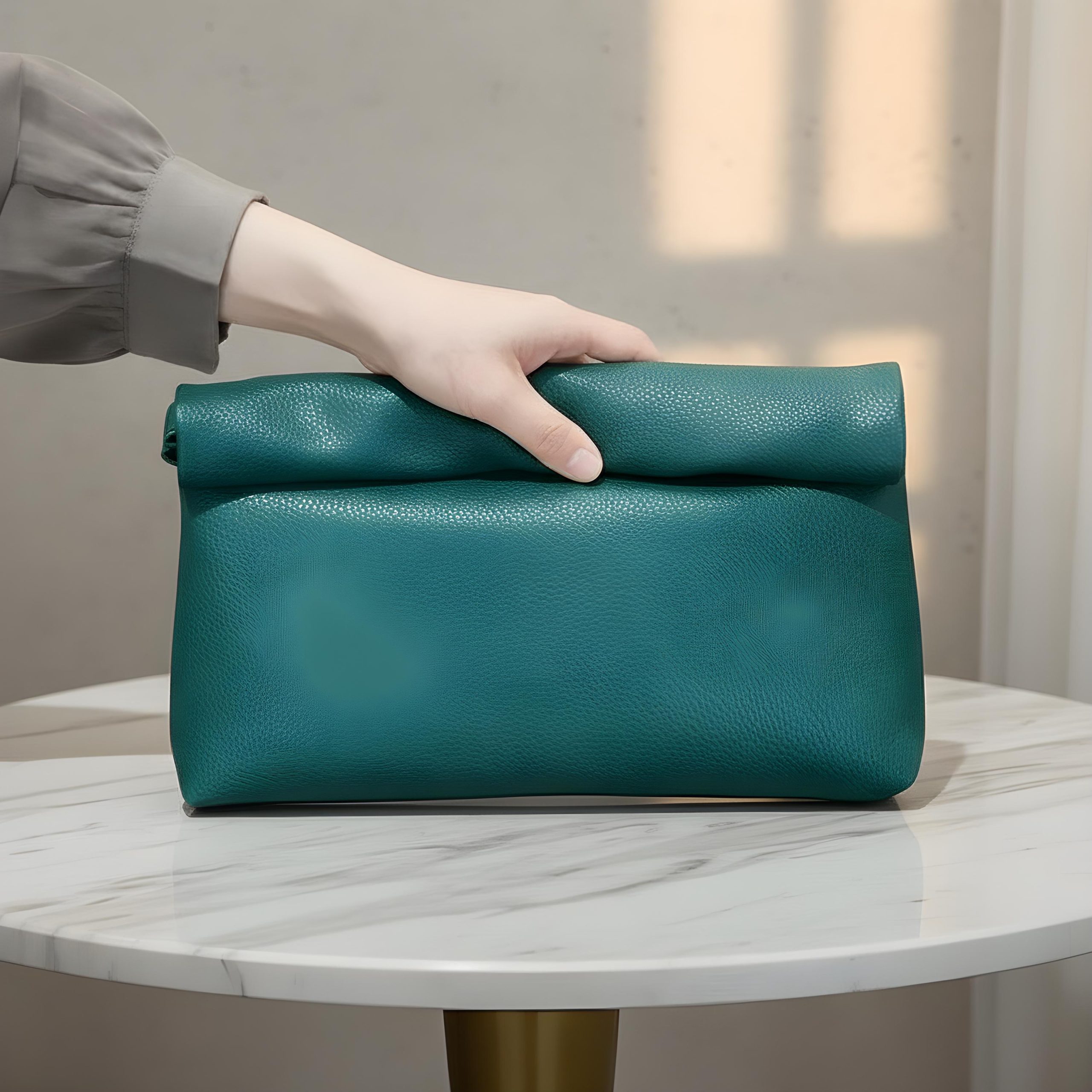 Elegant Foldover PU Leather Clutch Bag - Image 2